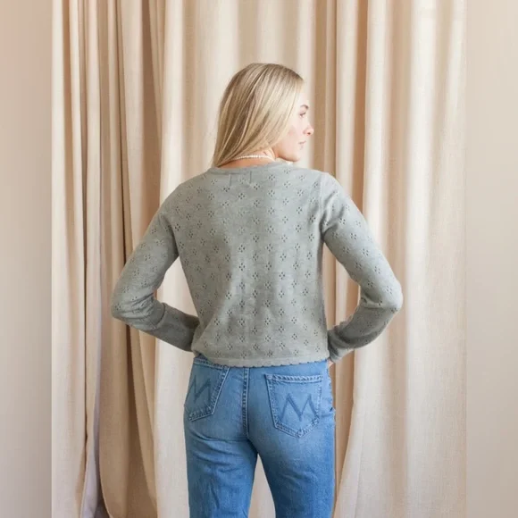 All:row pointelle cardigan sweater, medium, NWT - Picture 2 of 6